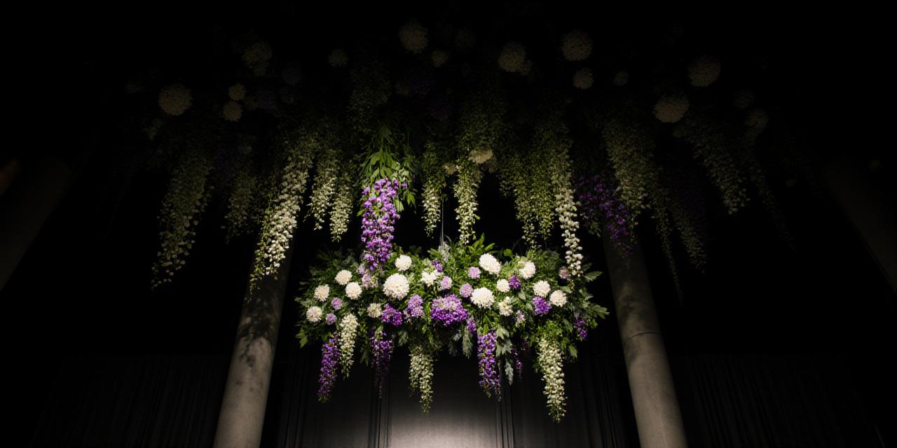 新宿のイベント会場を彩る巨大なフローラルインスタレーション